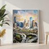 02 - Houston Texas Watercolor Canvas Print with White Floater Frame - Standing on Floor - Vertical.jpg