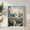 02 - Houston Texas Watercolor Canvas Print with White Floater Frame - Standing on Floor - Vertical.jpg