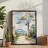 02 - Isalo National Park Watercolor Canvas Print with Brown Floater Frame - Standing on Floor - Vertical.jpg