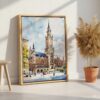 02 - Munich Marienplatz Canvas Print with Natural Floater Frame - Standing on Floor - Vertical.jpg