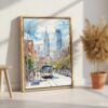 02 - Philadelphia Downtown Canvas Print with Natural Floater Frame - Standing on Floor - Vertical.jpg