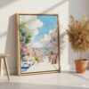 02 - San Francisco Lombard Street - Watercolor Canvas Print with Natural Floater Frame - Standing on Floor - Vertical.jpg