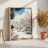 02 - San Francisco - Painted Ladies - Watercolors Canvas Print with Natural Floater Frame - Standing on Floor - Vertical.jpg