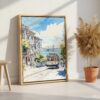 02 - San Francisco Tram - Watercolor Canvas Print with Natural Floater Frame - Standing on Floor - Vertical.jpg