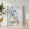 02 - Statue of liberty - Watercolor Canvas Print with White Floater Frame - Standing on Floor - Vertical.jpg