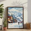 02 - Telluride colorado Watercolor Canvas Print with Brown Floater Frame - Standing on Floor - Vertical.jpg