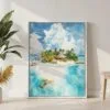 02 - The Bahamas Islands watercolor Canvas Print with White Floater Frame - Standing on Floor - Vertical.jpg