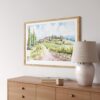 02 - Tuscany Watercolor - Horizontal Art Print in Natural Wood Frame Above Console.jpg