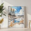 02 - Yellostone Geyser - Walercolor Canvas Print with White Floater Frame - Standing on Floor - Vertical.jpg