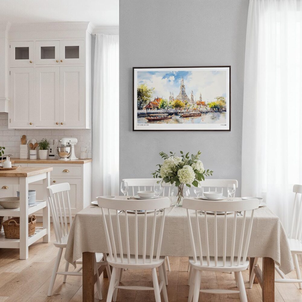 03 - 03 - Framed Bangkok Wat Arun Temple of Dawn Watercolor - Horizontal Canvas Print - Coastal Kitchen.jpg 03 - 03 - Framed Bangkok Wat Arun Temple of Dawn Watercolor - Horizontal Canvas Print - Coastal Kitchen.jpg