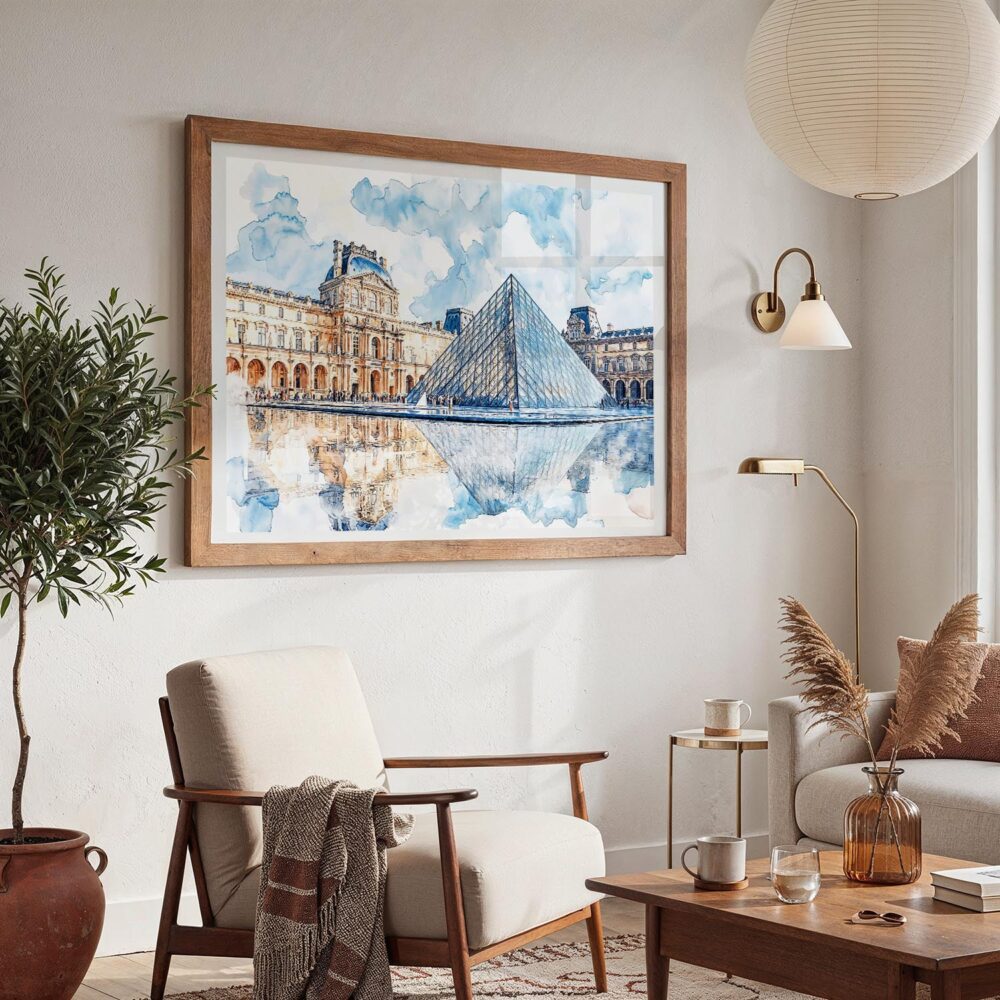 03 - 03 - Louvre Watercolor - Horizontal Art - Digital Download - Boho Living Room 2.jpg 03 - 03 - Louvre Watercolor - Horizontal Art - Digital Download - Boho Living Room 2.jpg