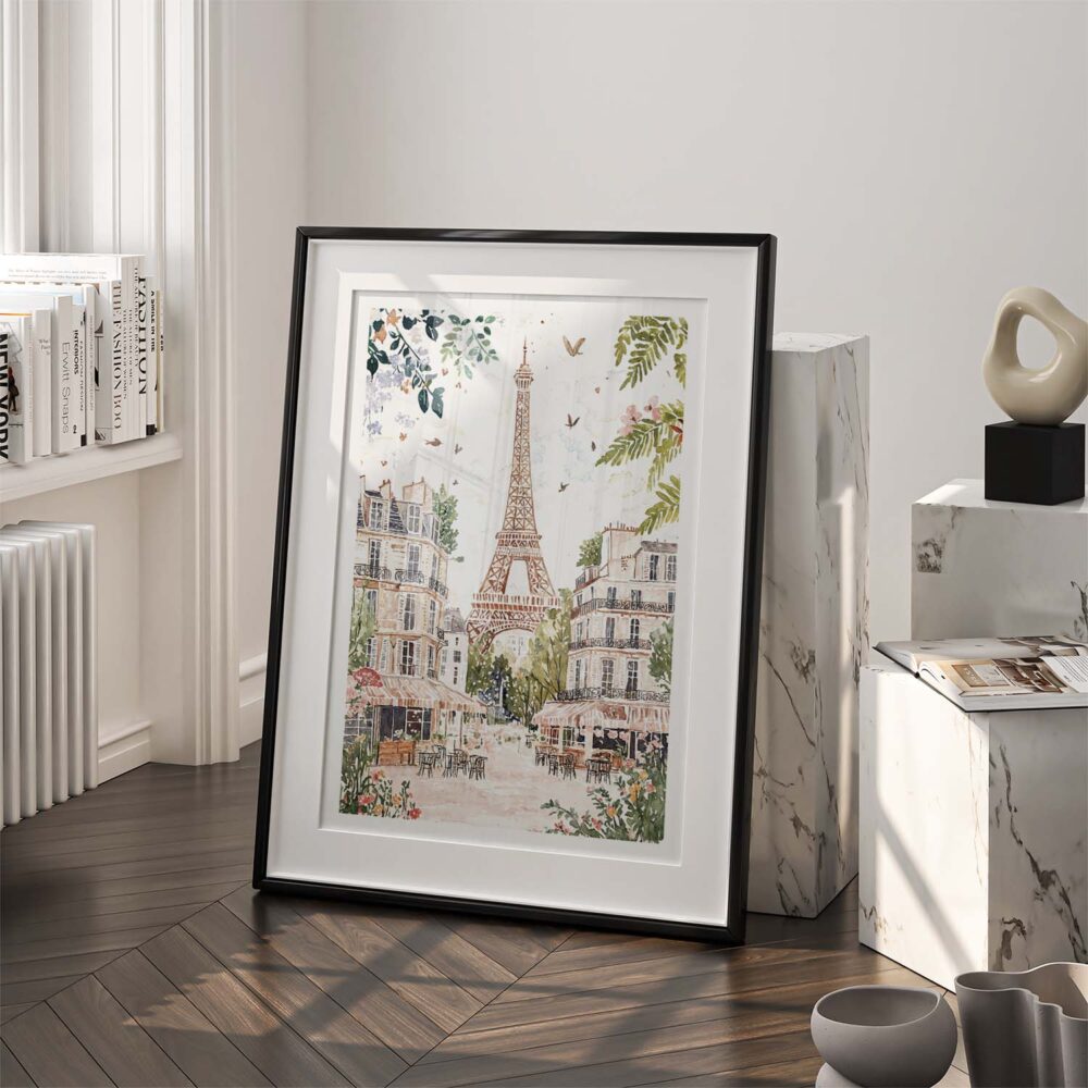 03 - 03 - Paris Eiffel Tower Soft Watercolor Art - Digital Download - Frame Standing on floor.jpg 03 - 03 - Paris Eiffel Tower Soft Watercolor Art - Digital Download - Frame Standing on floor.jpg