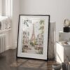 03 - 03 - Paris Eiffel Tower Soft Watercolor Art - Digital Download - Frame Standing on floor.jpg