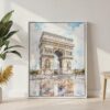 03 - Arc De Triomphe watercolor Canvas Print with White Floater Frame - Standing on Floor - Vertical.jpg