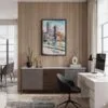 03 - Black Framed Boston Harbor Watercolor Canvas Print - Home Office - Vertical.jpg