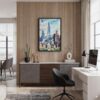 03 - Black Framed Chicago Willis Tower Watercolor Canvas Print - Home Office - Vertical.jpg