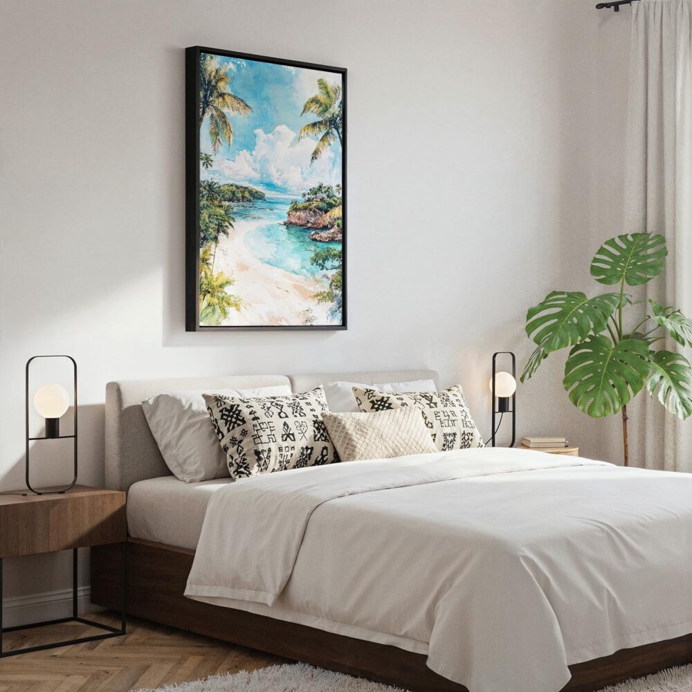 03 - Black Framed Costa Rica Playa Dominical Watercolor Canvas Print - Bedroom - Vertical.jpg 03 - Black Framed Costa Rica Playa Dominical Watercolor Canvas Print - Bedroom - Vertical.jpg