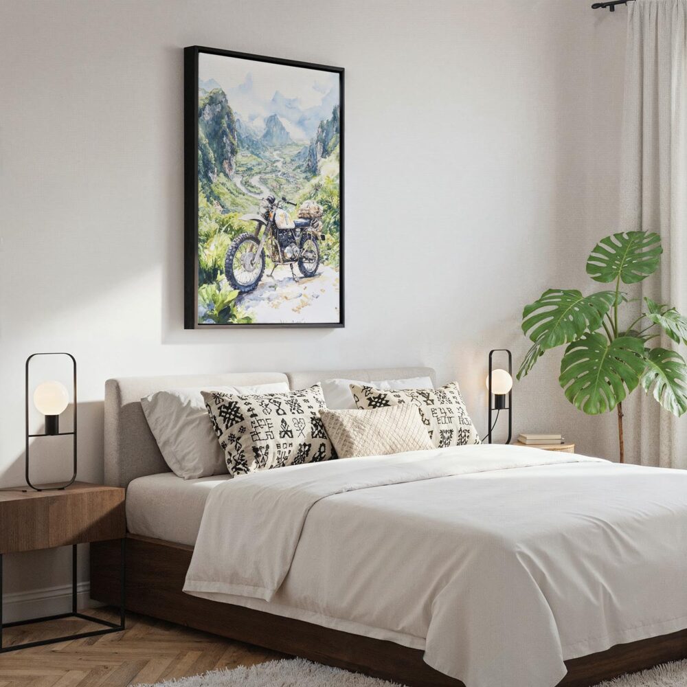 03 - Black Framed Ha Giang Loop Vietnam Watercolor Canvas Print - Bedroom - Vertical.jpg 03 - Black Framed Ha Giang Loop Vietnam Watercolor Canvas Print - Bedroom - Vertical.jpg