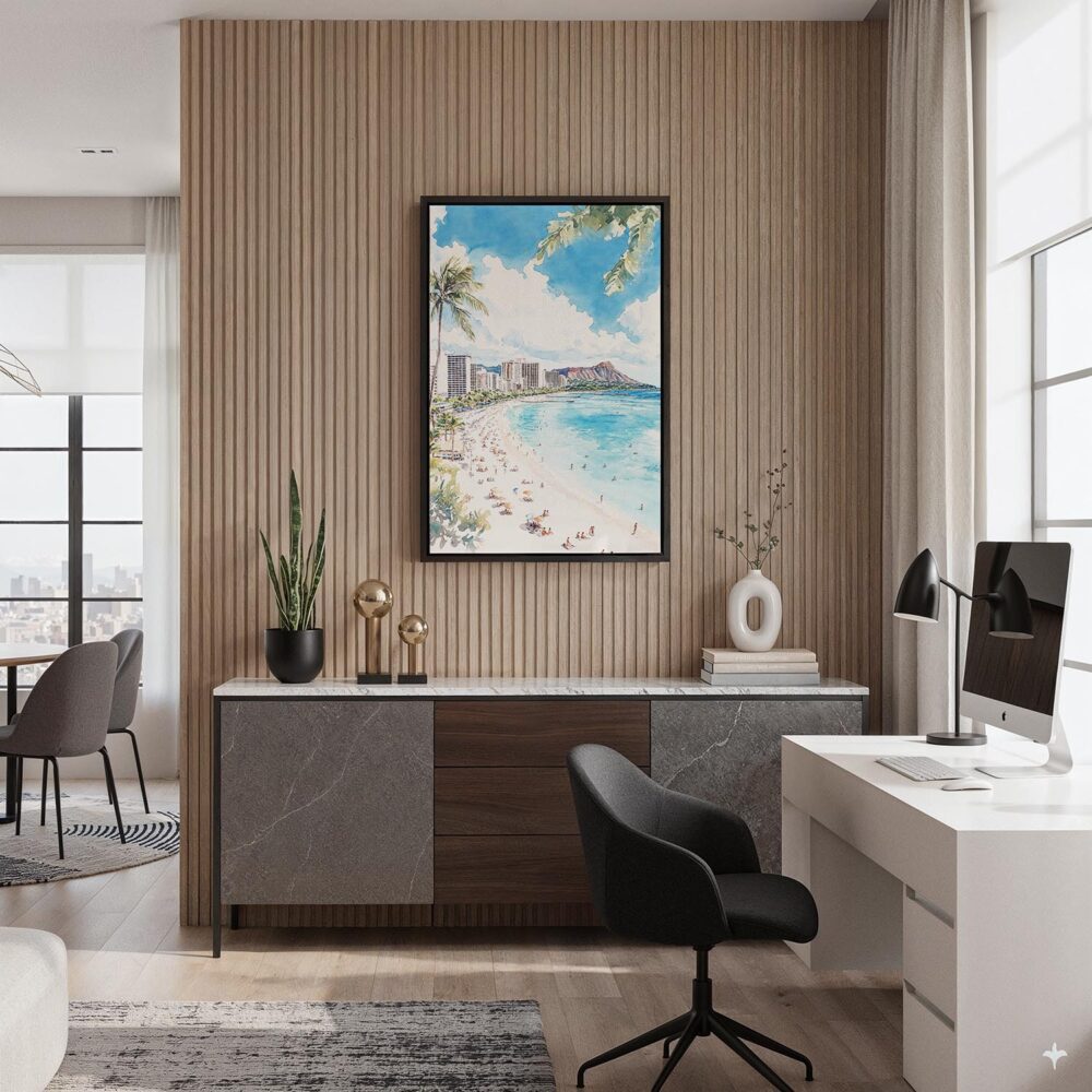 03 - Black Framed Hawaii - Honolulu - Watercolor Canvas Print - Home Office - Vertical.jpg 03 - Black Framed Hawaii - Honolulu - Watercolor Canvas Print - Home Office - Vertical.jpg