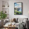 03 - Black Framed Ireland - Cliffs of Moher - Watercolor Canvas Print - Skandinavian Living Room - Vertical.jpg