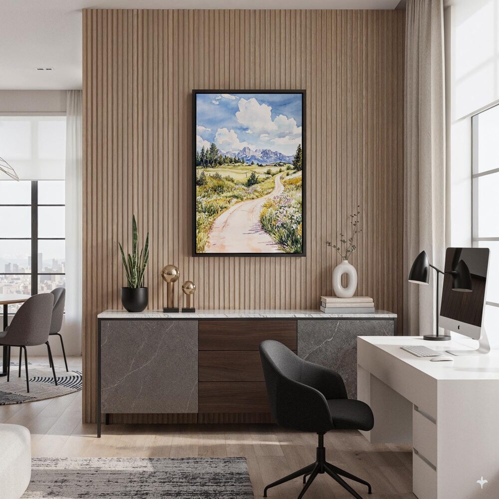 03 - Black Framed Jackson Hole watercolor Canvas Print - Home Office - Vertical.jpg 03 - Black Framed Jackson Hole watercolor Canvas Print - Home Office - Vertical.jpg