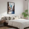 03 - Black Framed Kathmandu Nepal Watercolor Canvas Print - Bedroom - Vertical.jpg