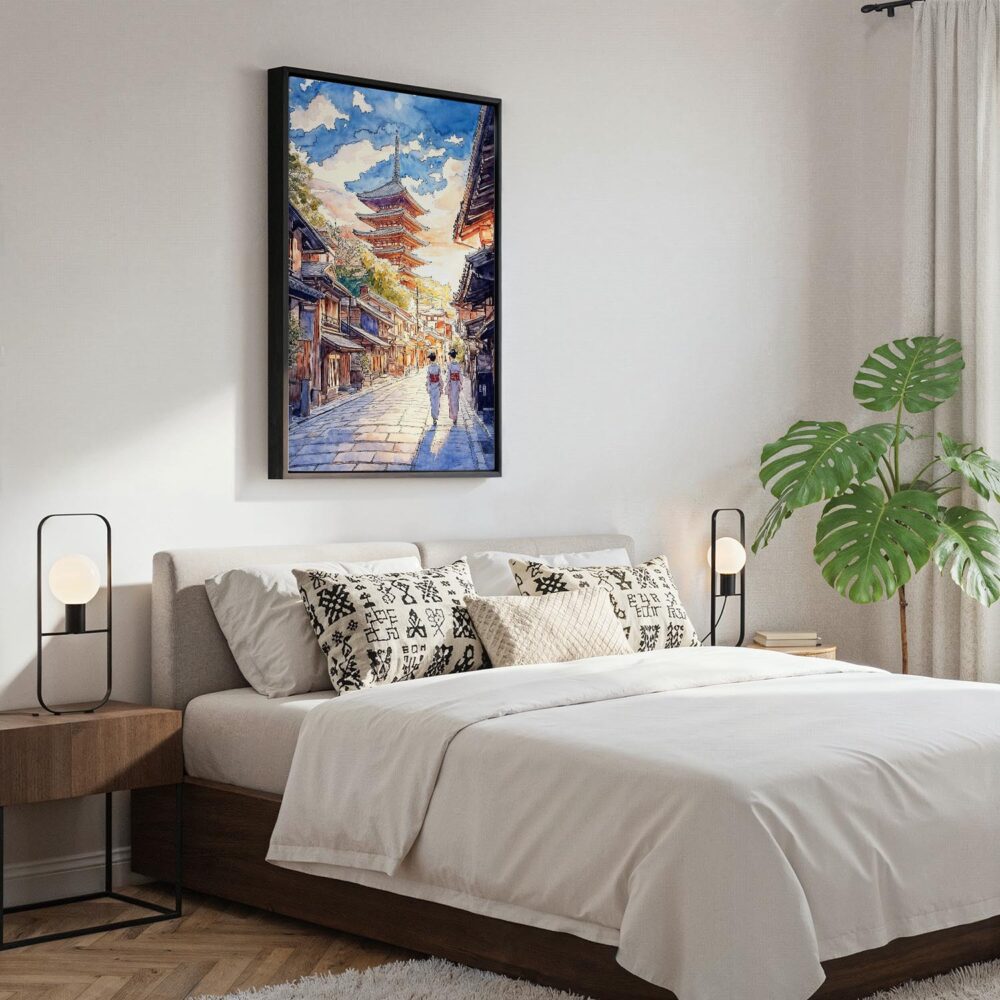 03 - Black Framed Kyoto Pagoda - Watercolor 1 Canvas Print - Bedroom - Vertical.jpg 03 - Black Framed Kyoto Pagoda - Watercolor 1 Canvas Print - Bedroom - Vertical.jpg