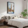03 - Black Framed Munich Marienplatz Watercolor Canvas Print - Bedroom - Vertical.jpg