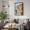 03 - Black Framed Nice French Riviera Watercolor Canvas Print - Skandinavian Living Room - Vertical.jpg
