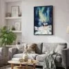 03 - Black Framed Nothern Lights Finland Watercolor Canvas Print - Skandinavian Living Room - Vertical.jpg