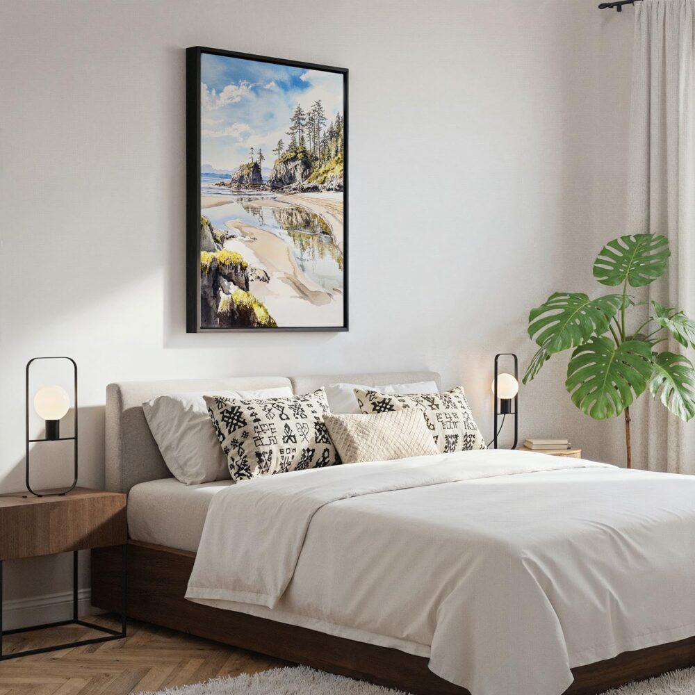 03 - Black Framed Olympic National Park Rialto Beach Watercolor Canvas Print - Bedroom - Vertical.jpg 03 - Black Framed Olympic National Park Rialto Beach Watercolor Canvas Print - Bedroom - Vertical.jpg