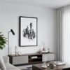 03 - Black Framed One World Trade Center - Pencil Drawimg Canvas Print - Contemporary Living Room - Vertical.jpg