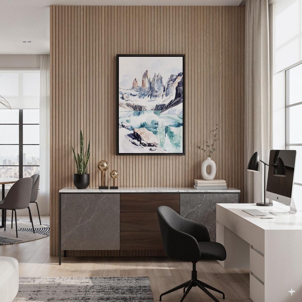 03 - Black Framed Patagonia Torres Del Paine Watercolor Canvas Print - Home Office - Vertical.jpg 03 - Black Framed Patagonia Torres Del Paine Watercolor Canvas Print - Home Office - Vertical.jpg