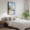 03 - Black Framed Portland Maine Watercolor Canvas Print - Bedroom - Vertical.jpg