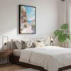 03 - Black Framed Santorini - Watercolor Canvas Print - Bedroom - Vertical.jpg