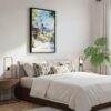 03 - Black Framed Seattle Skyline - Watercolor Canvas Print - Bedroom - Vertical.jpg