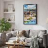 03 - Black Framed Stockholm Skyline Watercolor Canvas Print - Skandinavian Living Room - Vertical.jpg