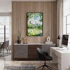 03 - Black Framed Summer in New York Central Park Watercolor Canvas Print - Home Office - Vertical.jpg