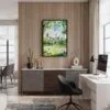 03 - Black Framed Summer in New York Central Park Watercolor Canvas Print - Home Office - Vertical.jpg