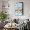 03 - Black Framed Taj Mahal Watercolor Canvas Print - Skandinavian Living Room - Vertical.jpg