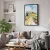 03 - Black Framed Tuscany Italy Watercolor Canvas Print - Skandinavian Living Room - Vertical.jpg