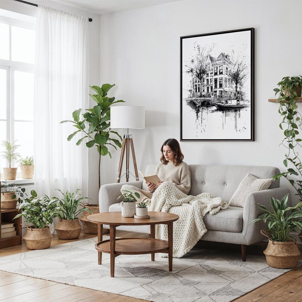 03 - Framed Amsterdam - Pencil Drawing - 1 Canvas Print - Woman reading on couch - Vertical.jpg 03 - Framed Amsterdam - Pencil Drawing - 1 Canvas Print - Woman reading on couch - Vertical.jpg