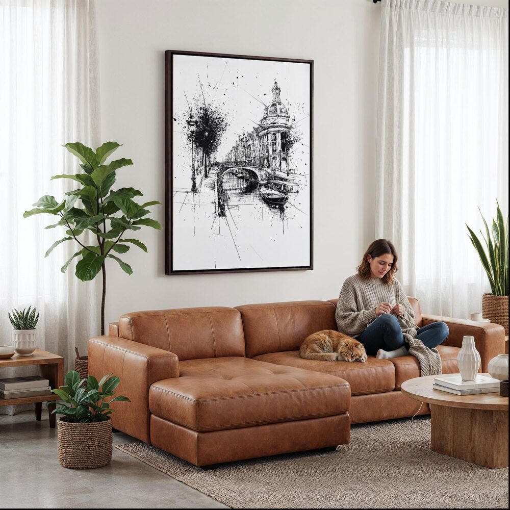03 - Framed Amsterdam - Pencil Drawing - 2 Canvas Print - Woman Knitting on leather couch - Vertical.jpg 03 - Framed Amsterdam - Pencil Drawing - 2 Canvas Print - Woman Knitting on leather couch - Vertical.jpg