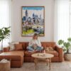 03 - Framed Atlanta Skyline Watercolor Canvas Print - Woman Knitting - Vertical.jpg