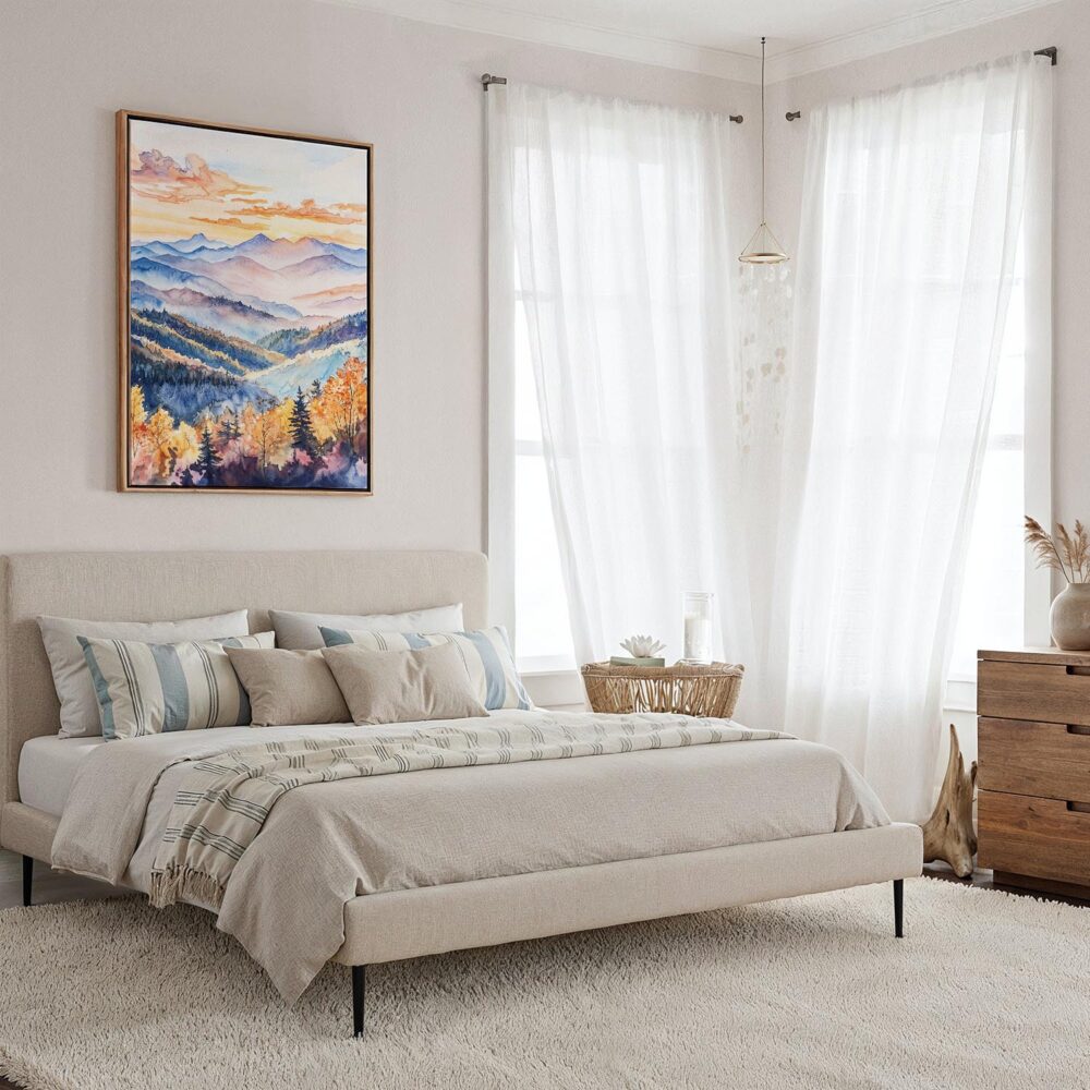 03 - Framed Blue Ridge Mountains Canvas Print - Coastal Bedroom - Vertical.jpg 03 - Framed Blue Ridge Mountains Canvas Print - Coastal Bedroom - Vertical.jpg