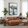 03 - Framed Budapest Hungary Watercolor Canvas Print - Woman Knitting on leather couch - Vertical.jpg