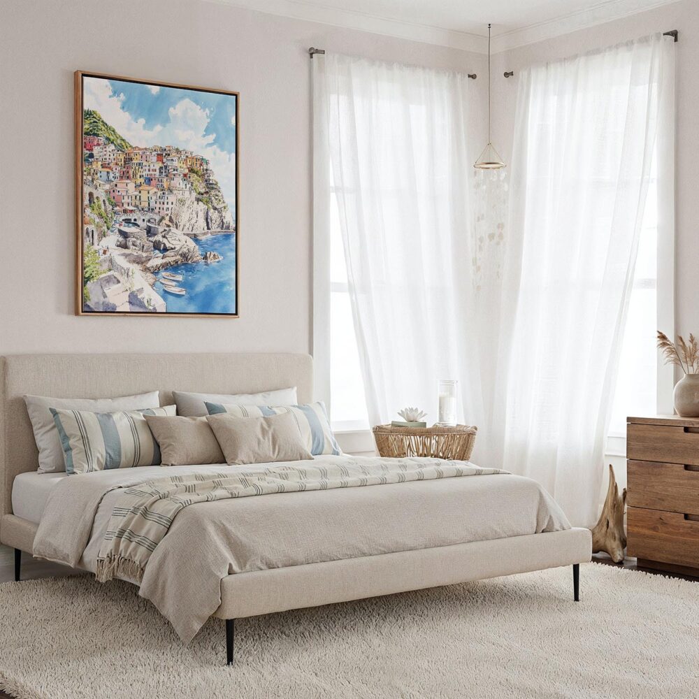 03 - Framed Cinque Terre Watercolor Canvas Print - Coastal Bedroom - Vertical.jpg 03 - Framed Cinque Terre Watercolor Canvas Print - Coastal Bedroom - Vertical.jpg