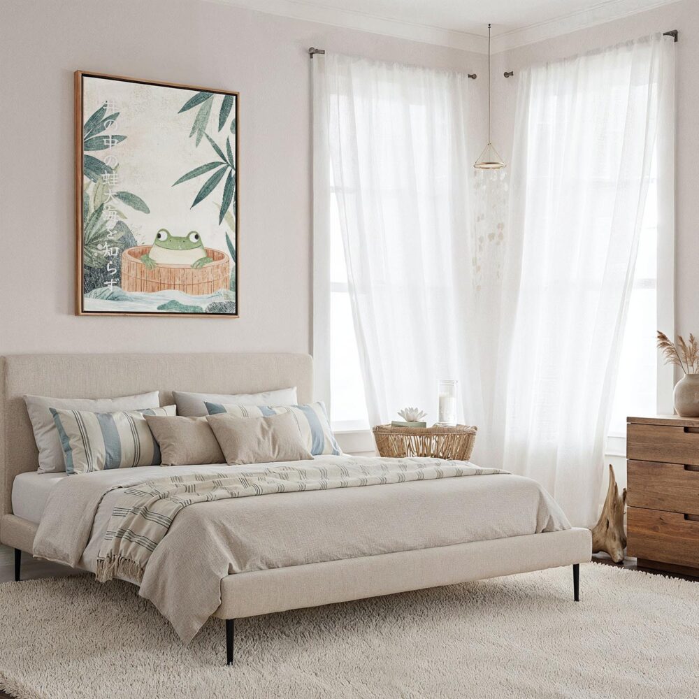 03 - Framed Cute Frog in Japanese Bathtub Illustration Canvas Print - Coastal Bedroom - Vertical.jpg 03 - Framed Cute Frog in Japanese Bathtub Illustration Canvas Print - Coastal Bedroom - Vertical.jpg