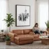 03 - Framed Empire State Building - Pencil Drawing Canvas Print - Woman Knitting on leather couch - Vertical.jpg