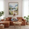 03 - Framed Glacier National Park Watercolor Canvas Print - Woman Knitting - Vertical.jpg